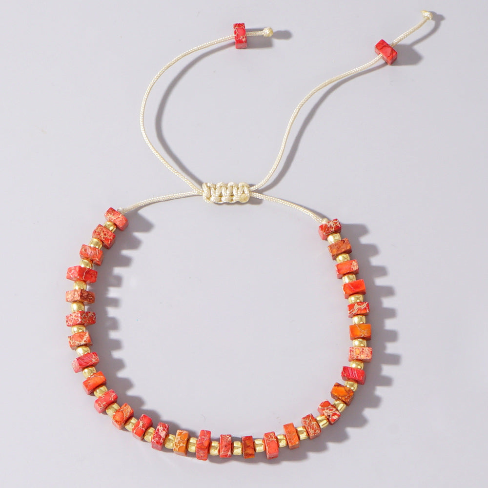 Wholesale Retro Gold Beads Color Emperor Stone  Bracelet