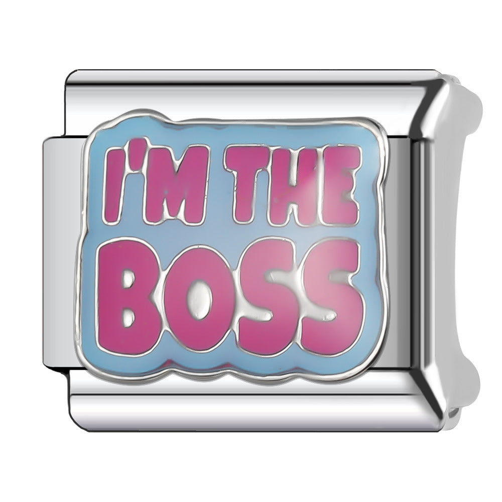 Wholesale Italian Charm Bracelet 9mm DIY Splicing English Series Cute Cartoon Stainless Steel Composable Bracelet