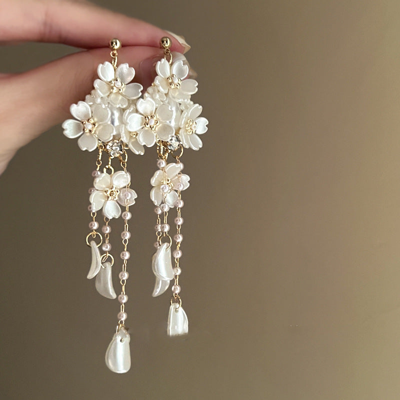 Wholesale Metal Style Pearl Butterfly Flower Tassel Earrings ACC-ES-Fengm001