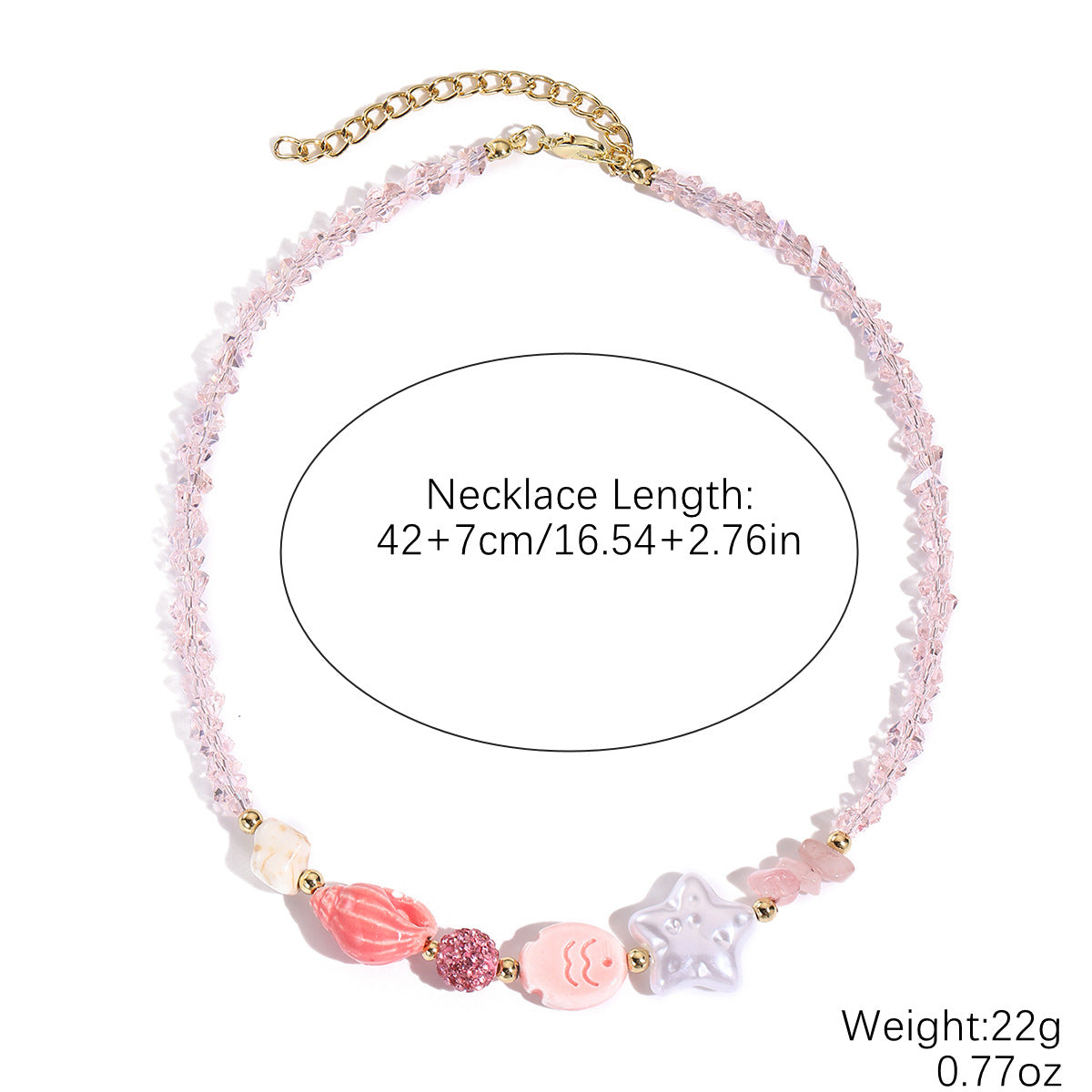 Wholesale Starfish shell necklace with marine resort style colorful crystal beaded necklace bracelet set