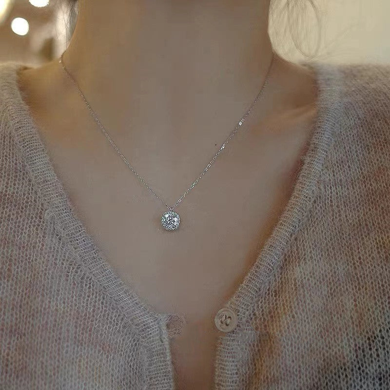 Wholesale S925 sterling silver small square sugar  light luxury  necklace