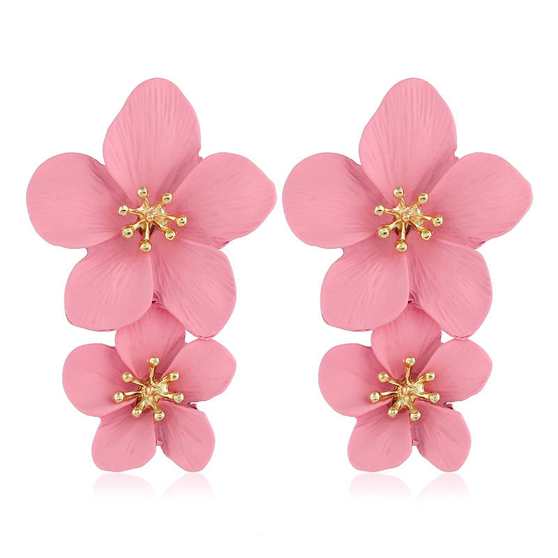 Wholesale  Fresh Flower Earrings Women's Bohemian Double-layer Long earring