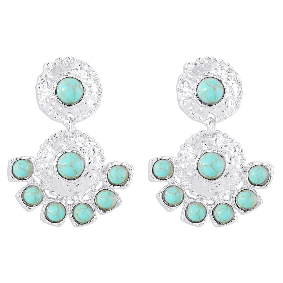 Wholesale Elegant Middle Alloy Earrings Court Turquoise Niche Middle Geometric Earrings