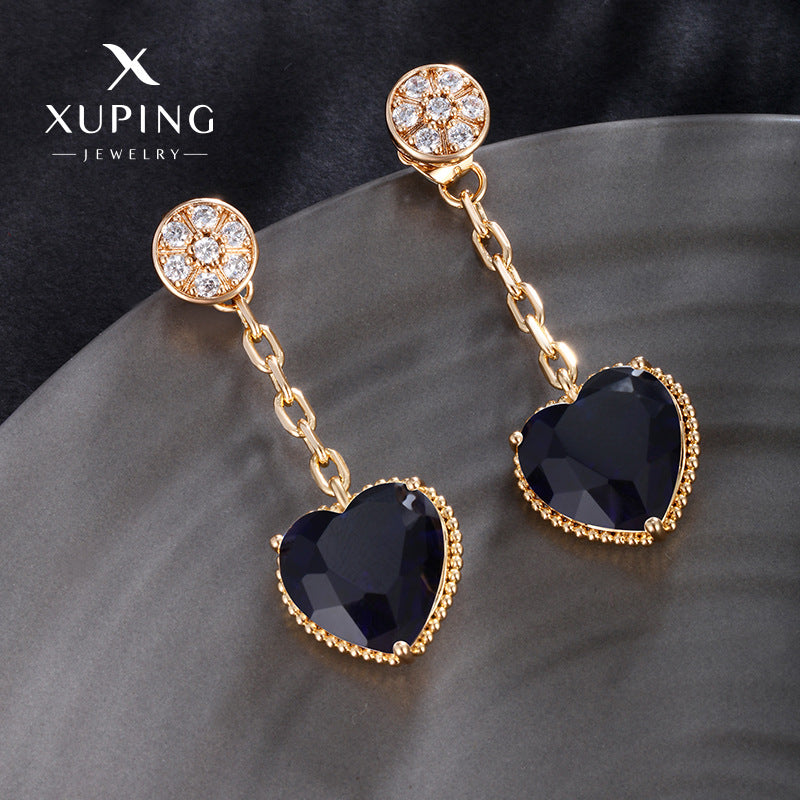 Wholesale  Love Earrings Alloy Diamond Heart-shaped Earrings
