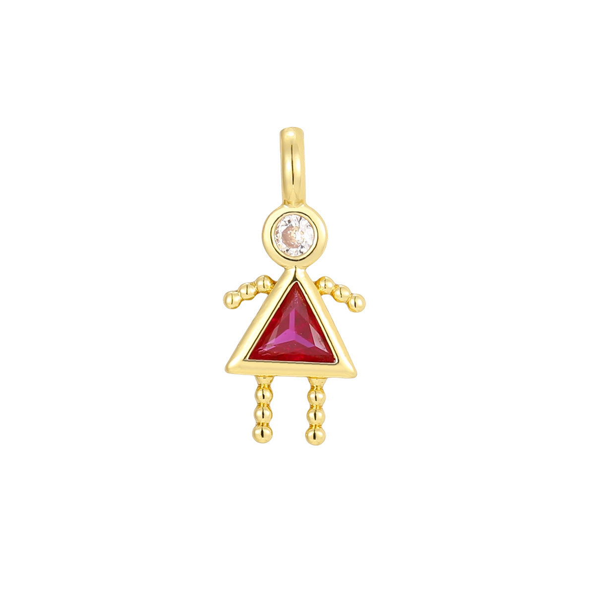 Wholesale Copper Plated 18K Gold Cartoon Birthstone Pendant Necklace,  Trendy Jewelry Accessory for Girls