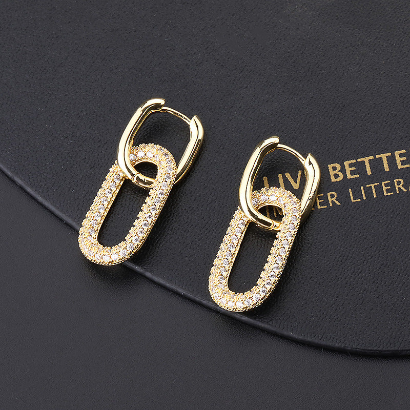 Wholesale Copper Electroplated Retro Zirconia Ear Cuff Geometric Design Women S Fashion Accessory