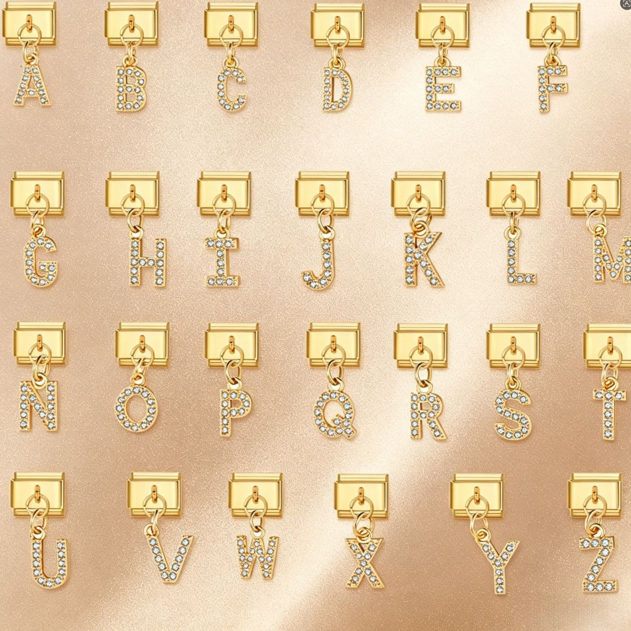 Wholesale Gold-Plated Stainless Steel English Letter Charm Pendant for DIY Bracelet Jewelry Accessory