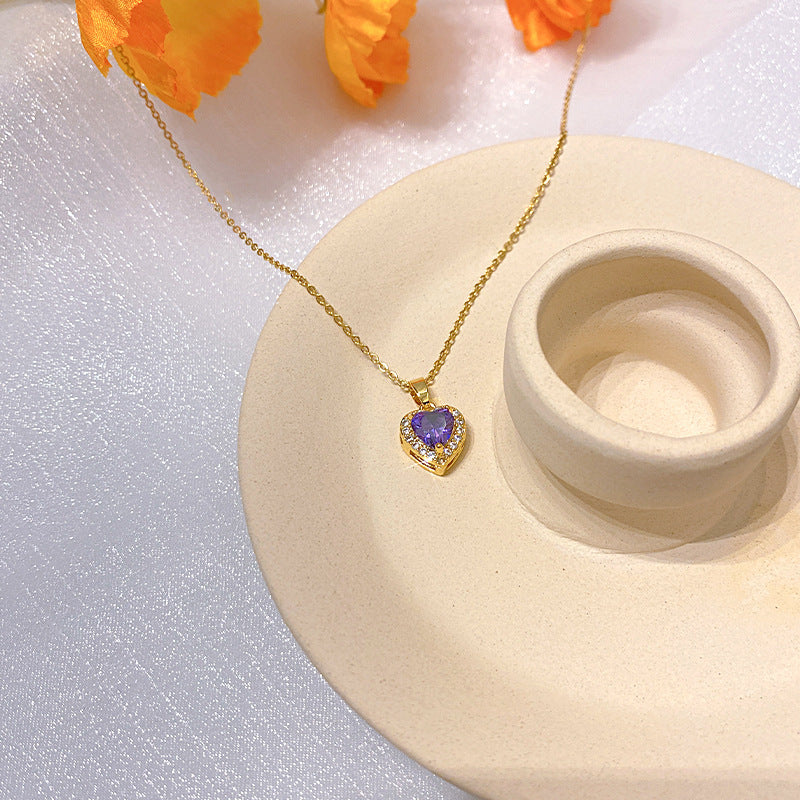 Wholesale Electroplated Titanium Steel Necklace Micro-embedded Clavicle Chain Choker Necklace ACC-NE-Xiyue003