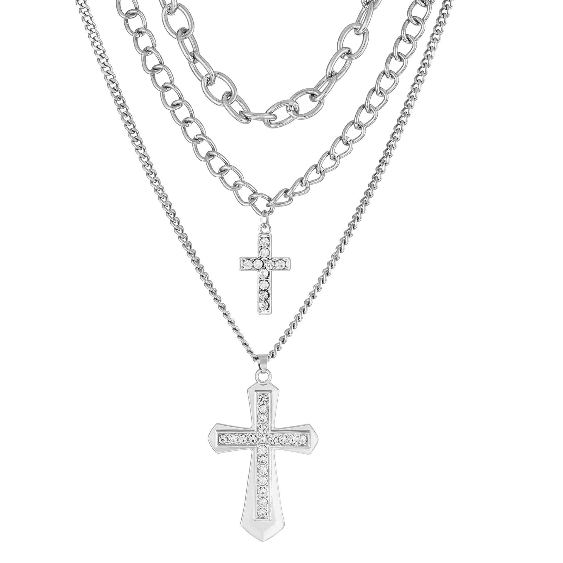 Wholesale Vintage Alloy Pearl Cross Pendant Multi-layered Sweater Necklace Long Necklace ACC-NE-MY005