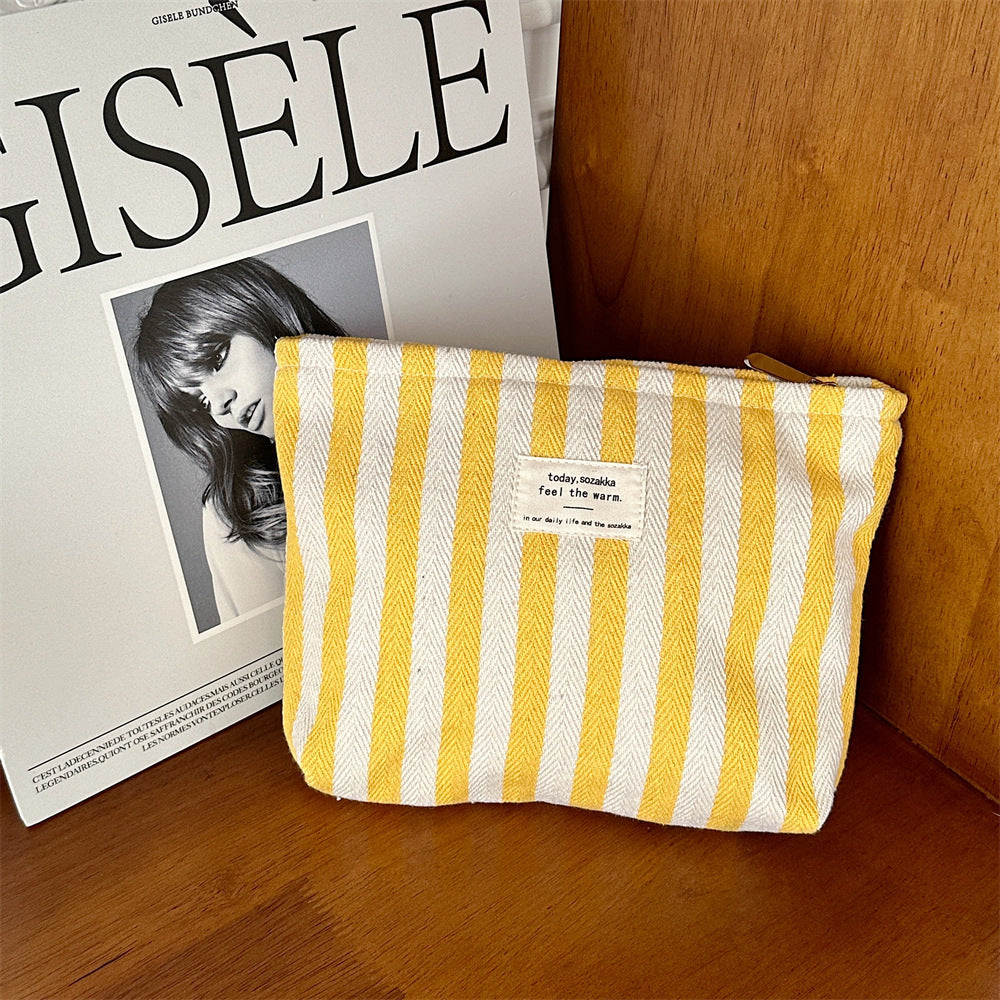 Wholesale Chic Striped Canvas Makeup Bag For Women Large Capacity Portable Toiletry Organizer Everyday Use Great For Resale