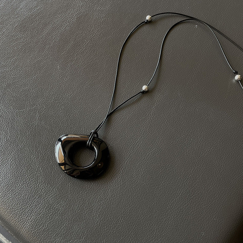 Wholesale 50mm obsidian necklace sweater chain