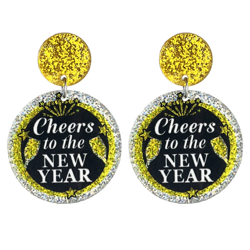 Wholesale  2 Pairs/pack Acrylic Fireworks Champagne Toast Shining Earrings ACC-ES-HY190