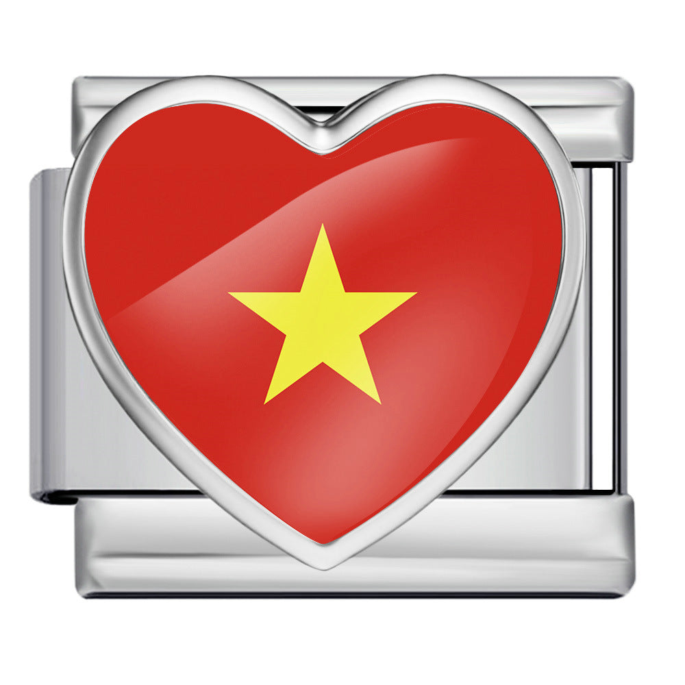Wholesale Heart-Shaped Flag Pattern Stainless Steel Bracelet Strap Chain Fashion Accessory Gift