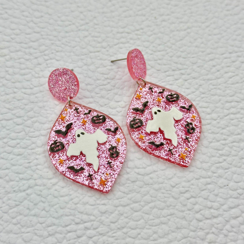 Wholesale Halloween Skull Ghost Acrylic Earrings ACC-ES-Weiw004