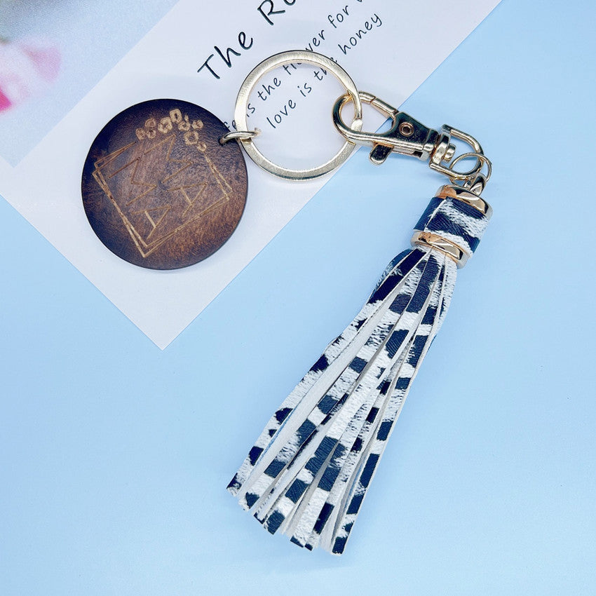 Wholesale Wooden MOM Mother's Day Tassel Creative Keychain