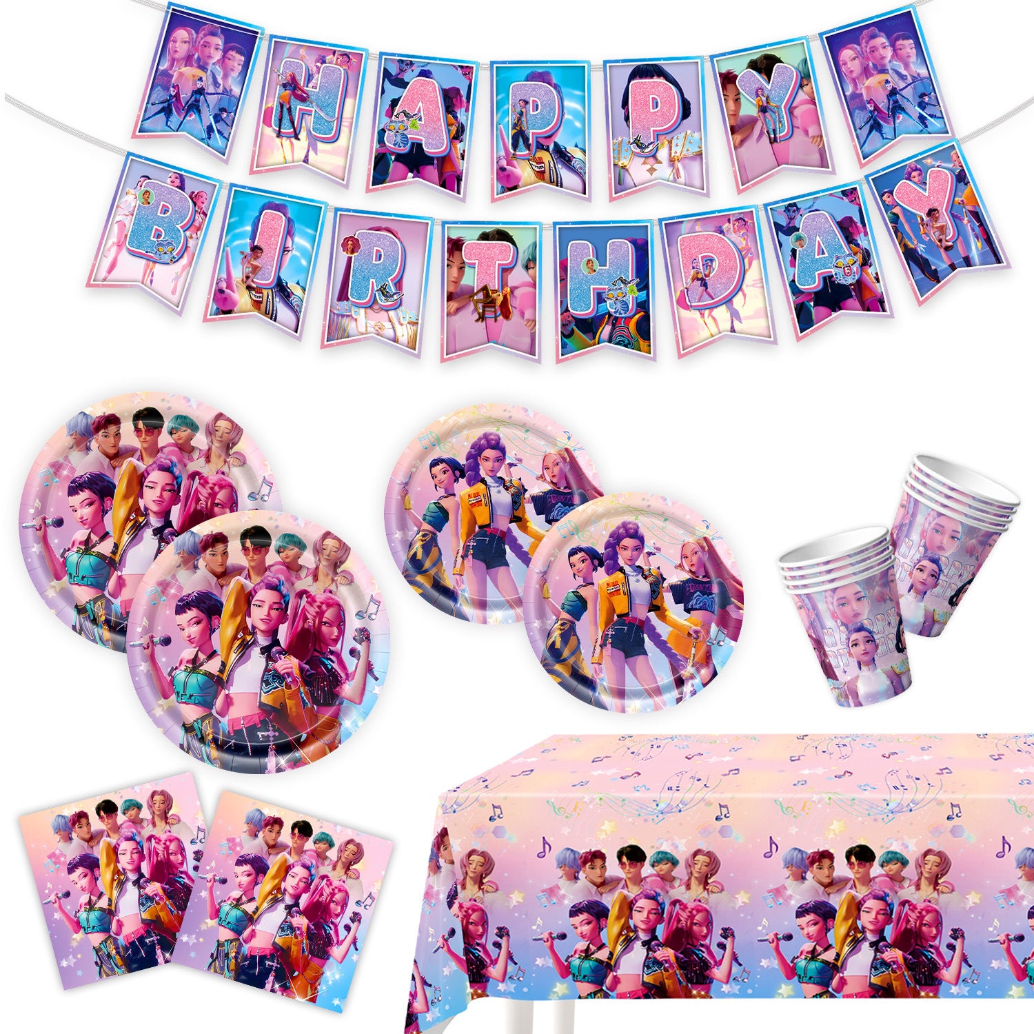 Wholesale KPOP  birthday party decoration tableware supplies atmosphere layout five-piece set kpop