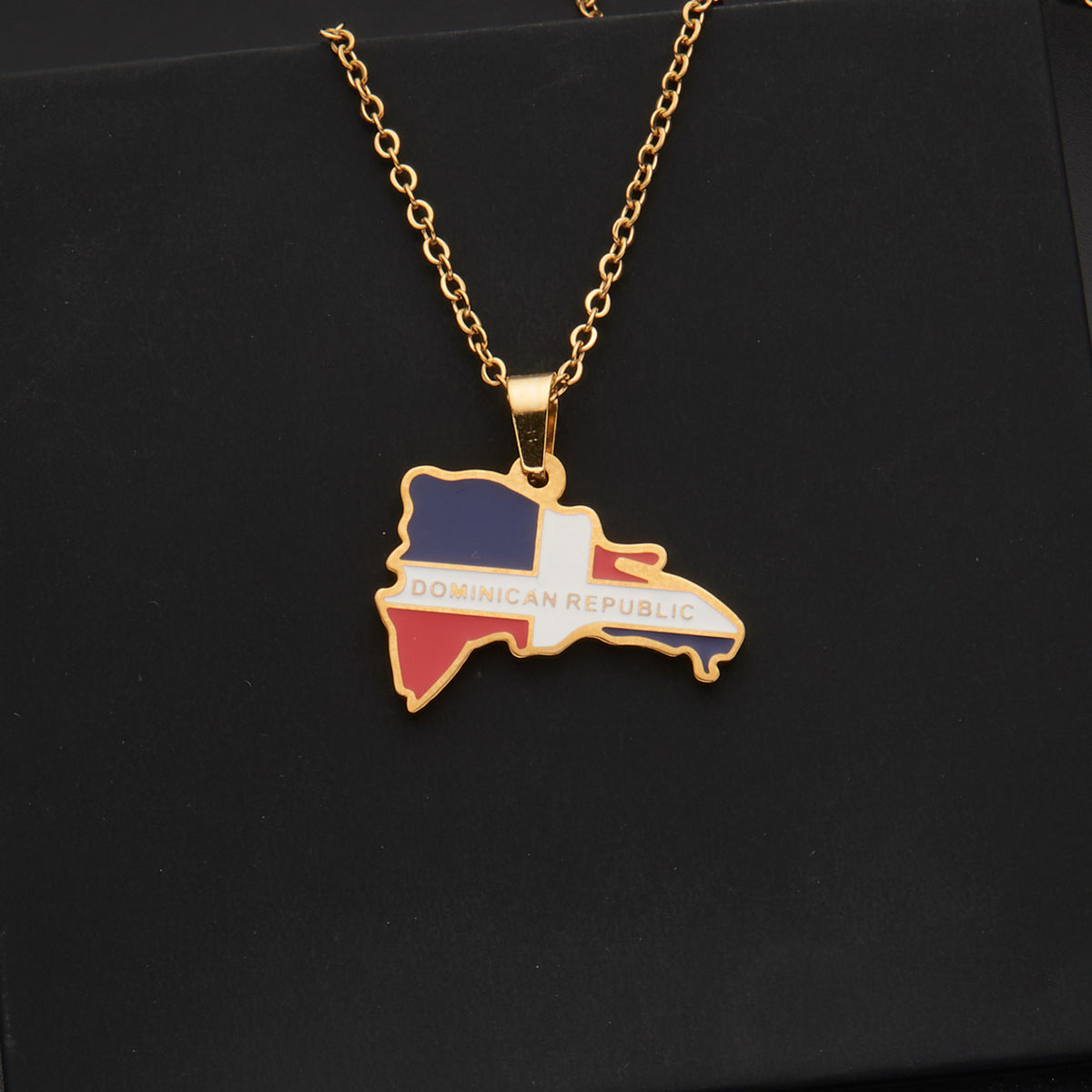 Wholesale Stainless Steel Map Necklace