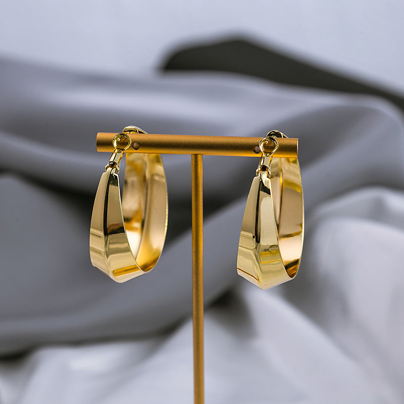 Wholesale  geometric circle mirror polished metal style earrings