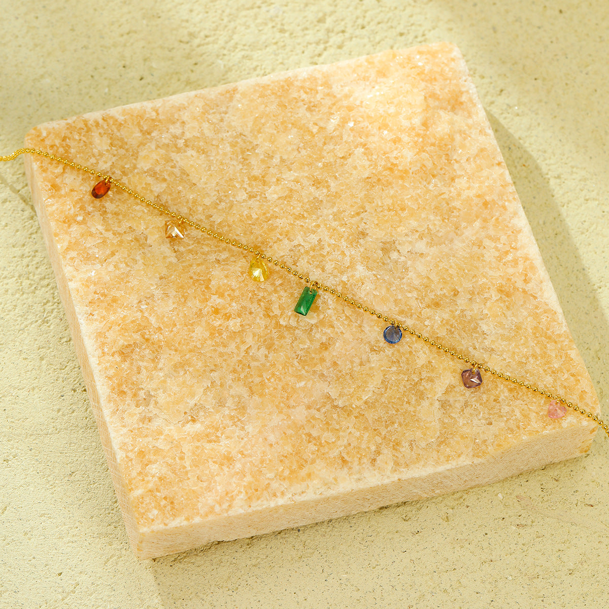 Wholesale Color Natural Stone Light Luxury All-match Stainless Steel Clavicle Chain