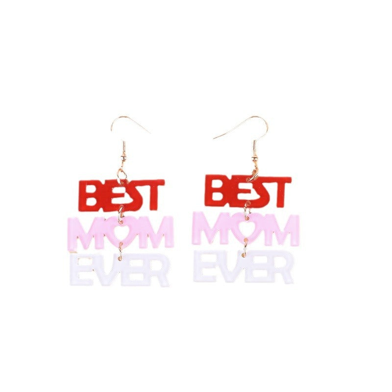 Wholesale  Mother's Day Earrings mom Pink Red Love Heart Love Earrings
