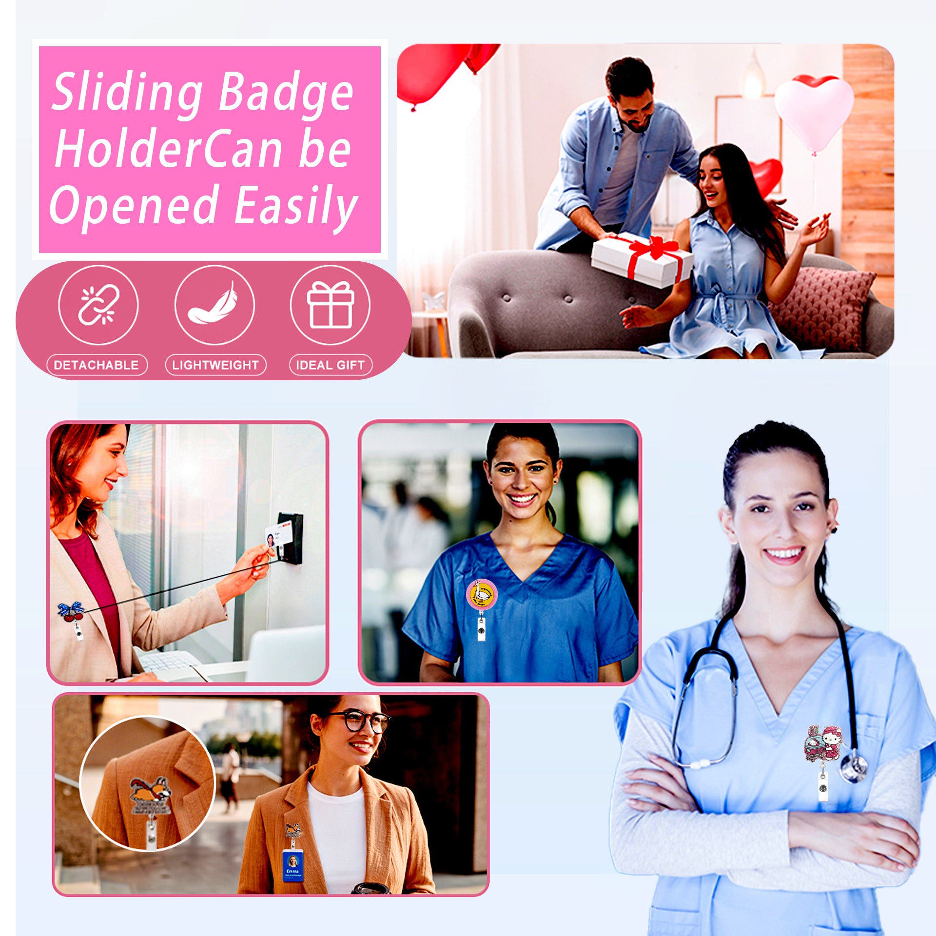 Wholesale Fun Design Retractable Badge Reel In ABS Custom Logo Available For Office Or Event Fashion Accessory