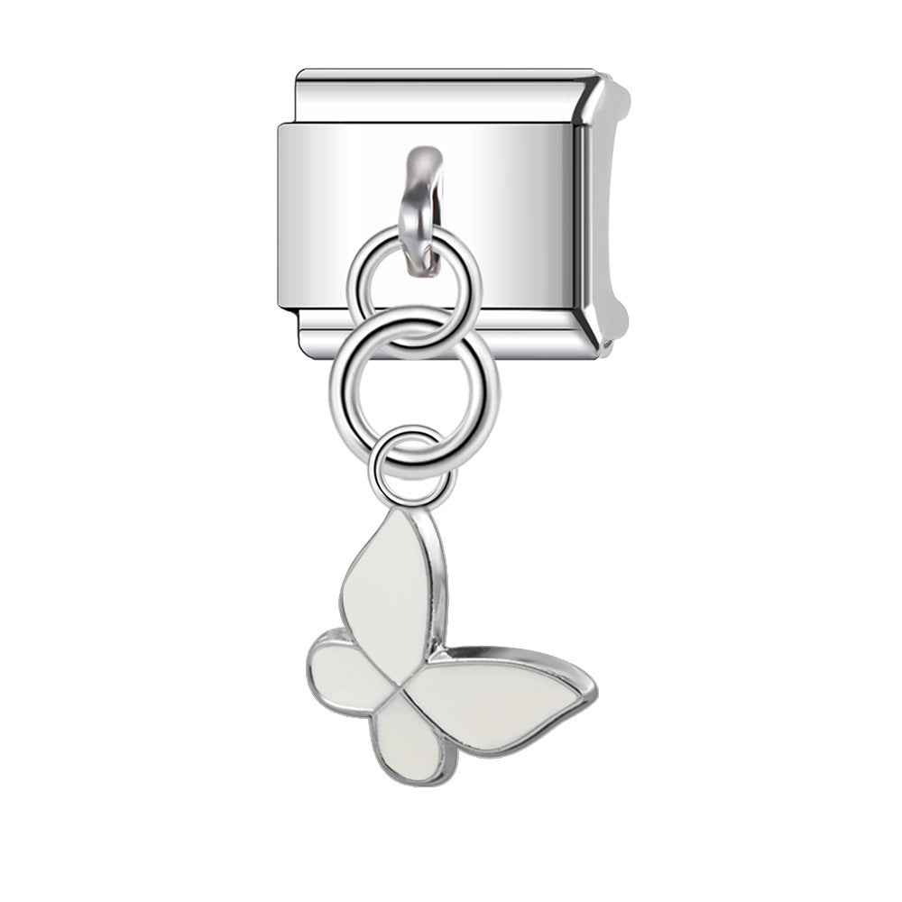 Wholesale Italian Charm Bracelet 9mm DIY Splicing Butterfly Pendant Stainless Steel Composable Bracelet