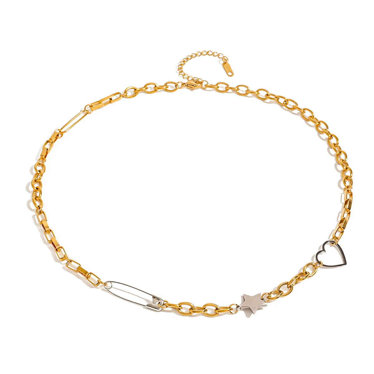 Wholesale  five-pointed star classic 18k gold and silver color matching five-pointed star necklace