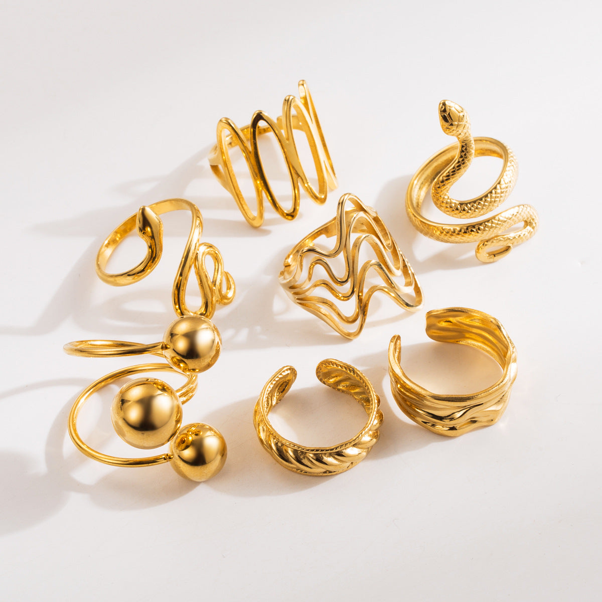 Wholesale gold plated stainless steel irregular texture ring