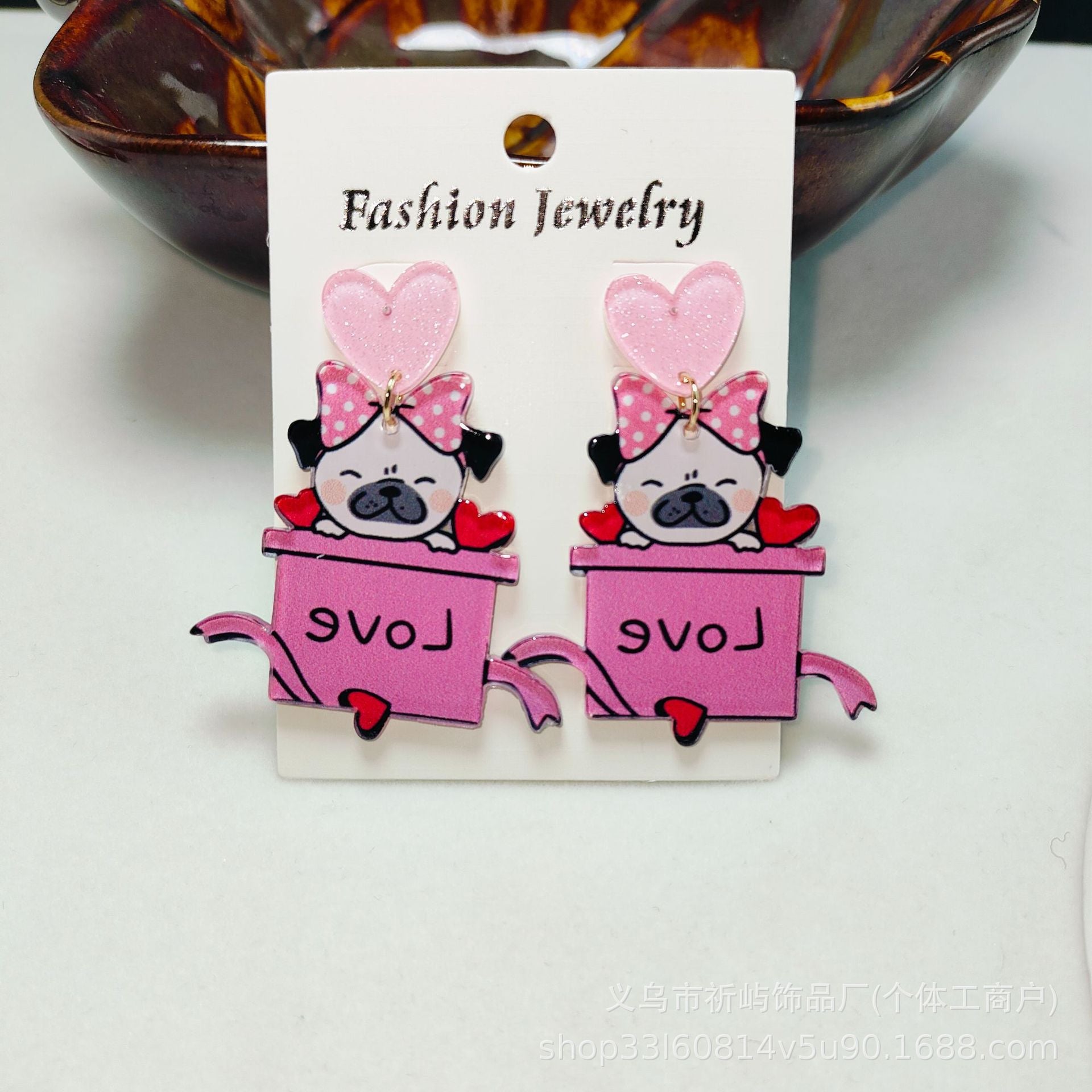 Wholesale Acrylic Plate Earrings Valentine's Day Sweet Love Red Lip Jewelry ACC-ES-Qiyu019