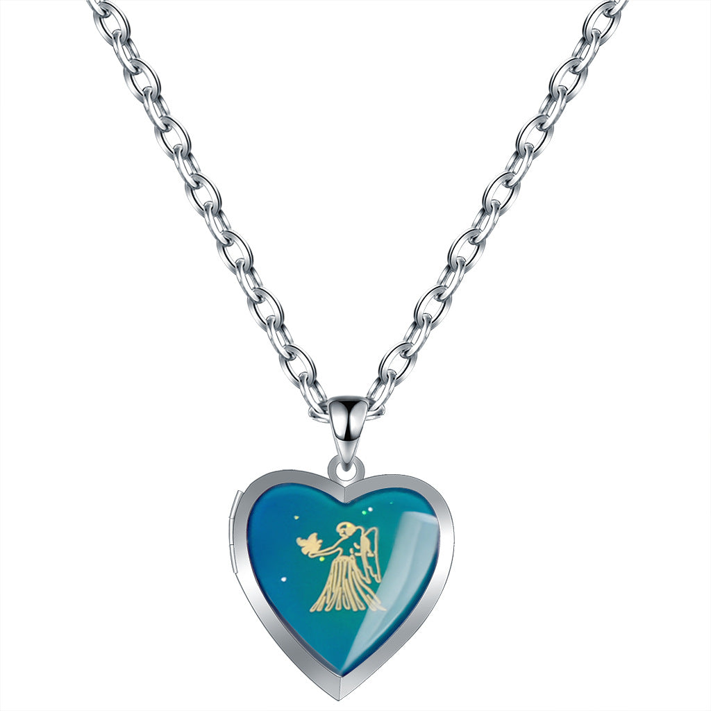 Wholesale Sweet Love Twelve Constellations Thermochromic Necklace Stainless Steel O-Line Chain ACC-NE-Hour001