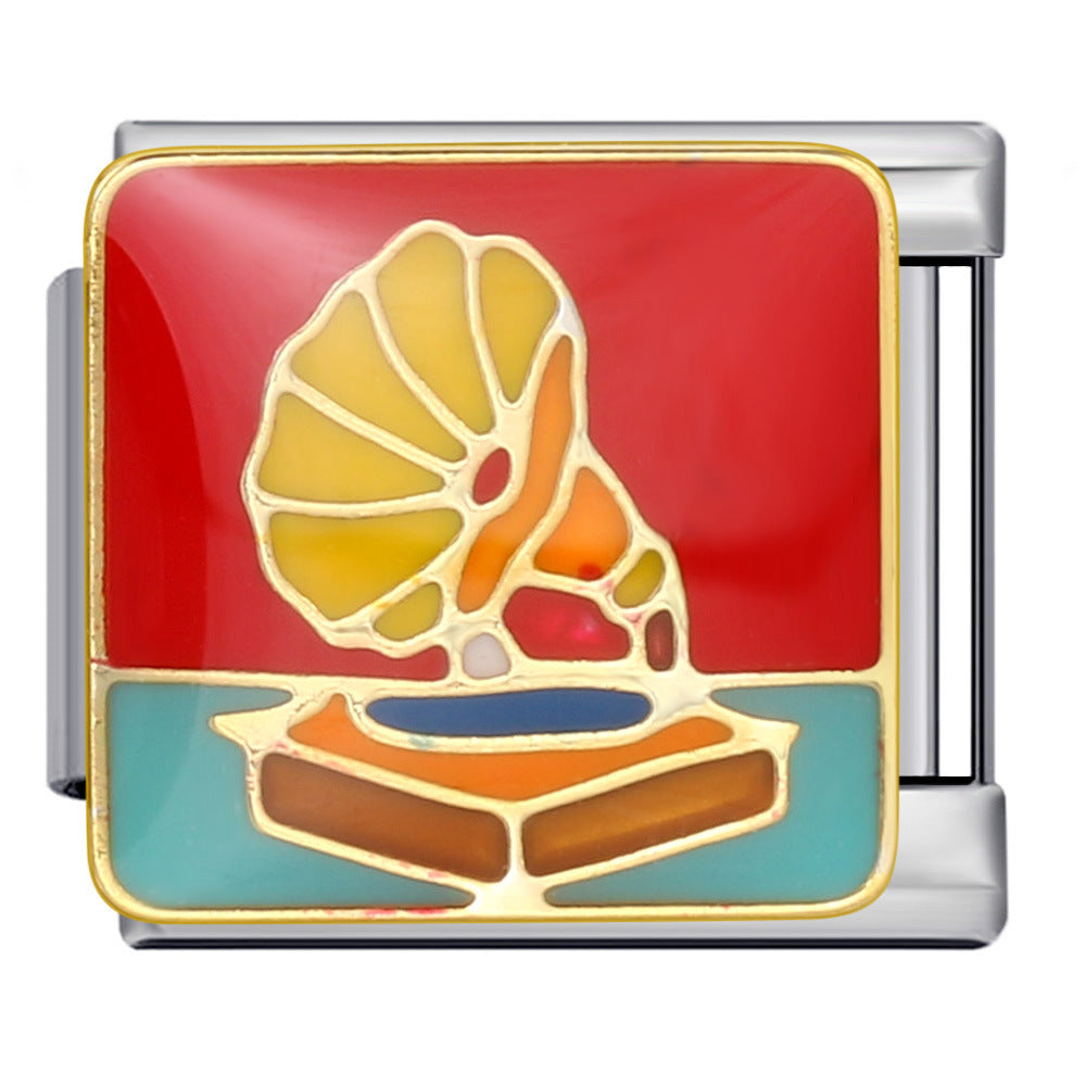 Wholesale Stainless Steel Italian Module Bracelet Titanium Steel Welding Pattern DIY  Charms