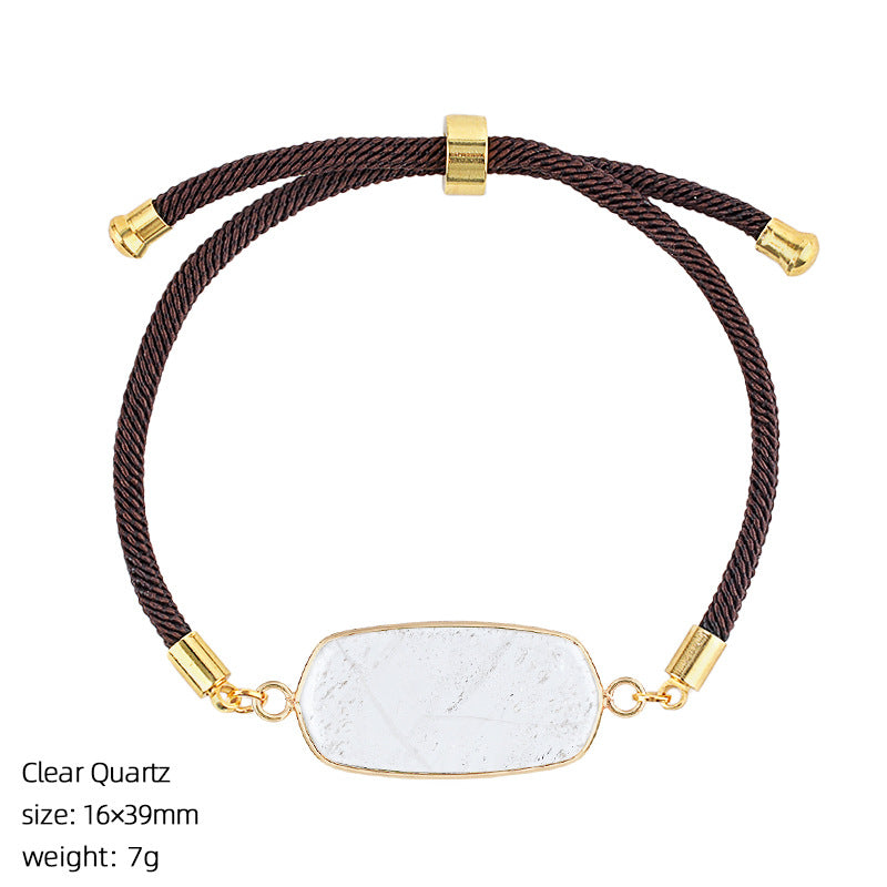 Wholesale Modern Minimalist Natural Stone Amethyst Bracelet Adjustable Woven Rope Unisex Fashion Accessory Gift