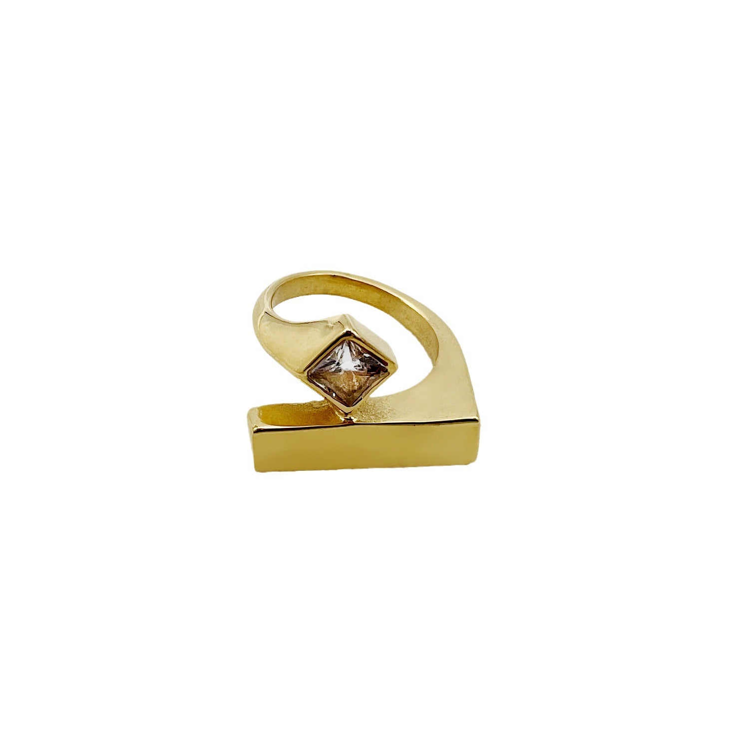 Wholesale Square Zirconia Rectangular Stainless Steel Ring