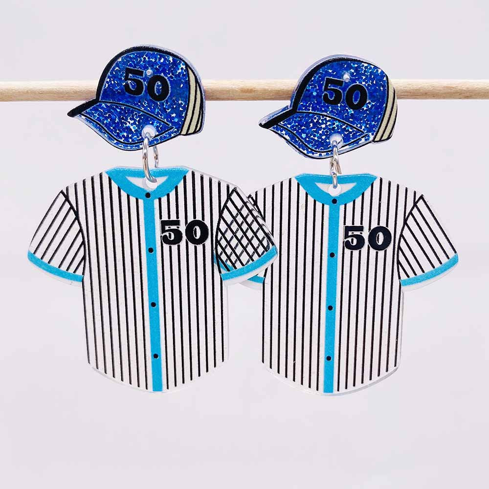 Wholesale Sports Baseball Rugby Basketball Tennis Blue Uniform Acrylic  Earrings
