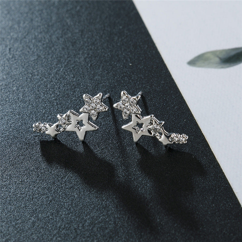 Wholesale European and American Cross-Border Hot-Selling Jewelry Creative Fashion Simple Small Zircon Star Earrings Trendy Jewelry for Women