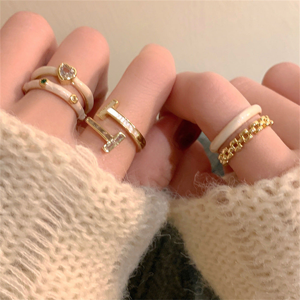 Wholesale Love Zircon Ring Sparkling Diamond Open Index Finger Ring Hearts Rings ACC-RS-Yues002