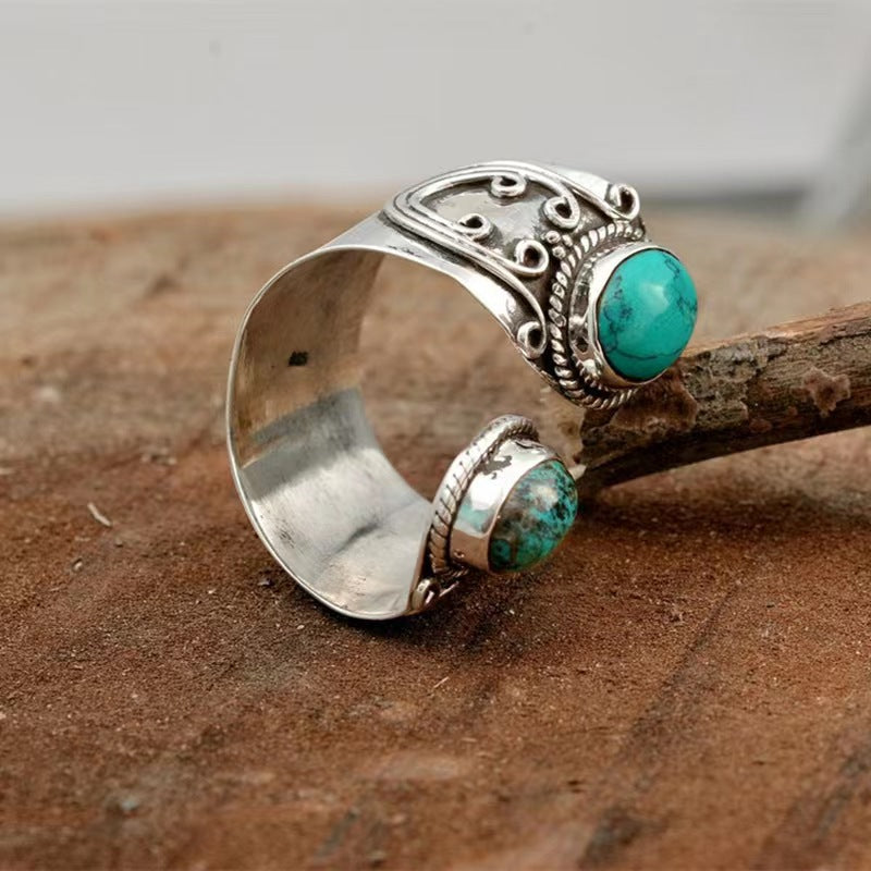 Wholesale Vintage Turquoise Floating Flower Ring ACC-RS-Yudie020
