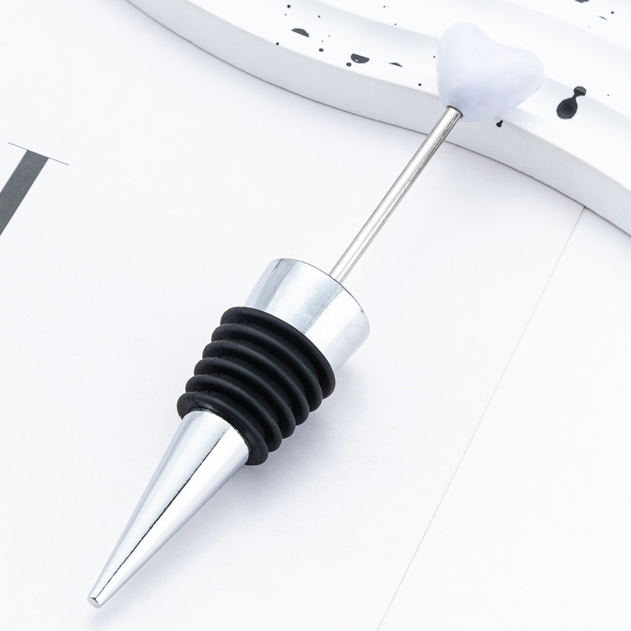 Wholesale DIY beadable Heart-Shaped Wine Stoppers