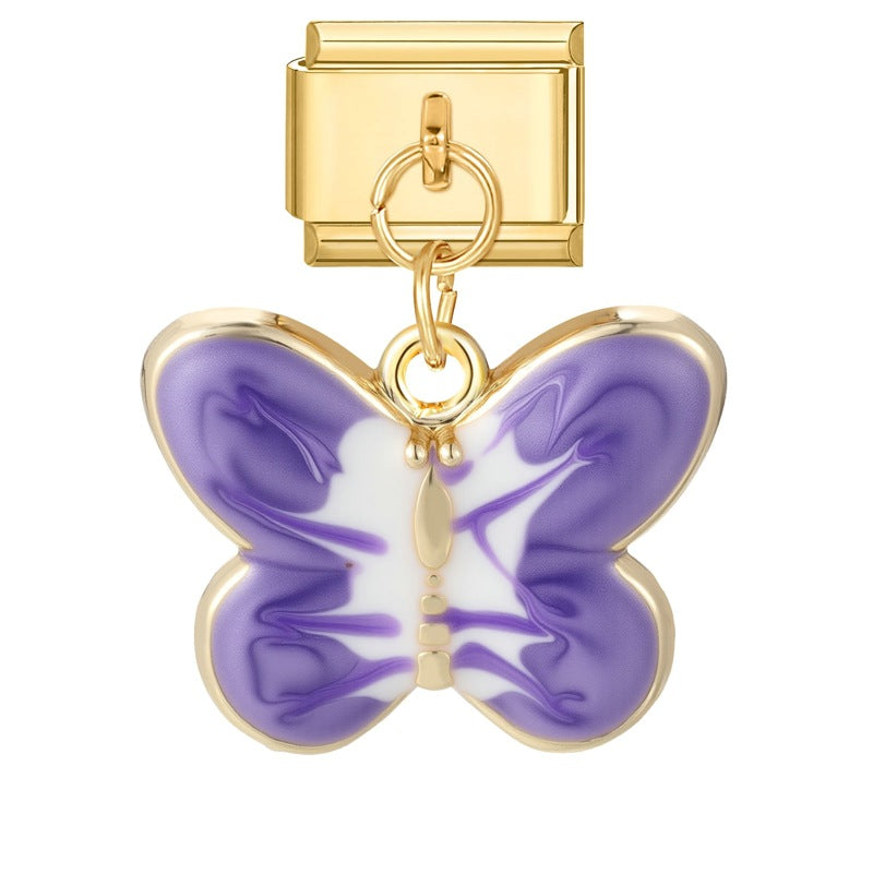 Wholesale New Color Creative Butterfly DIY Gold Pendant Module Jewelry Personalized Retro Handmade Craft Bracelet Accessories
