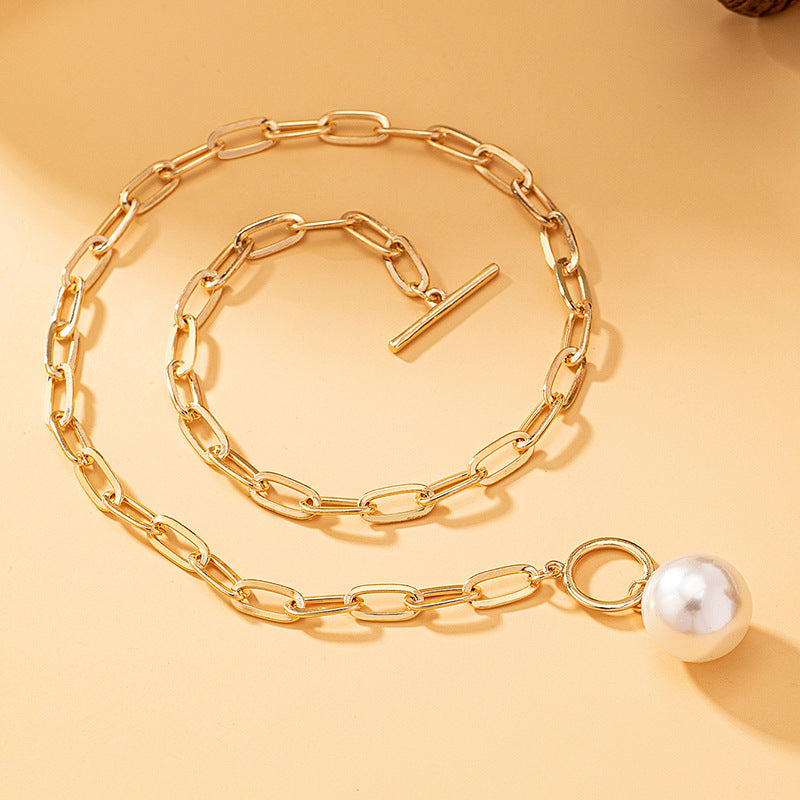Wholesale  fashion handmade lock pearl pendant necklace