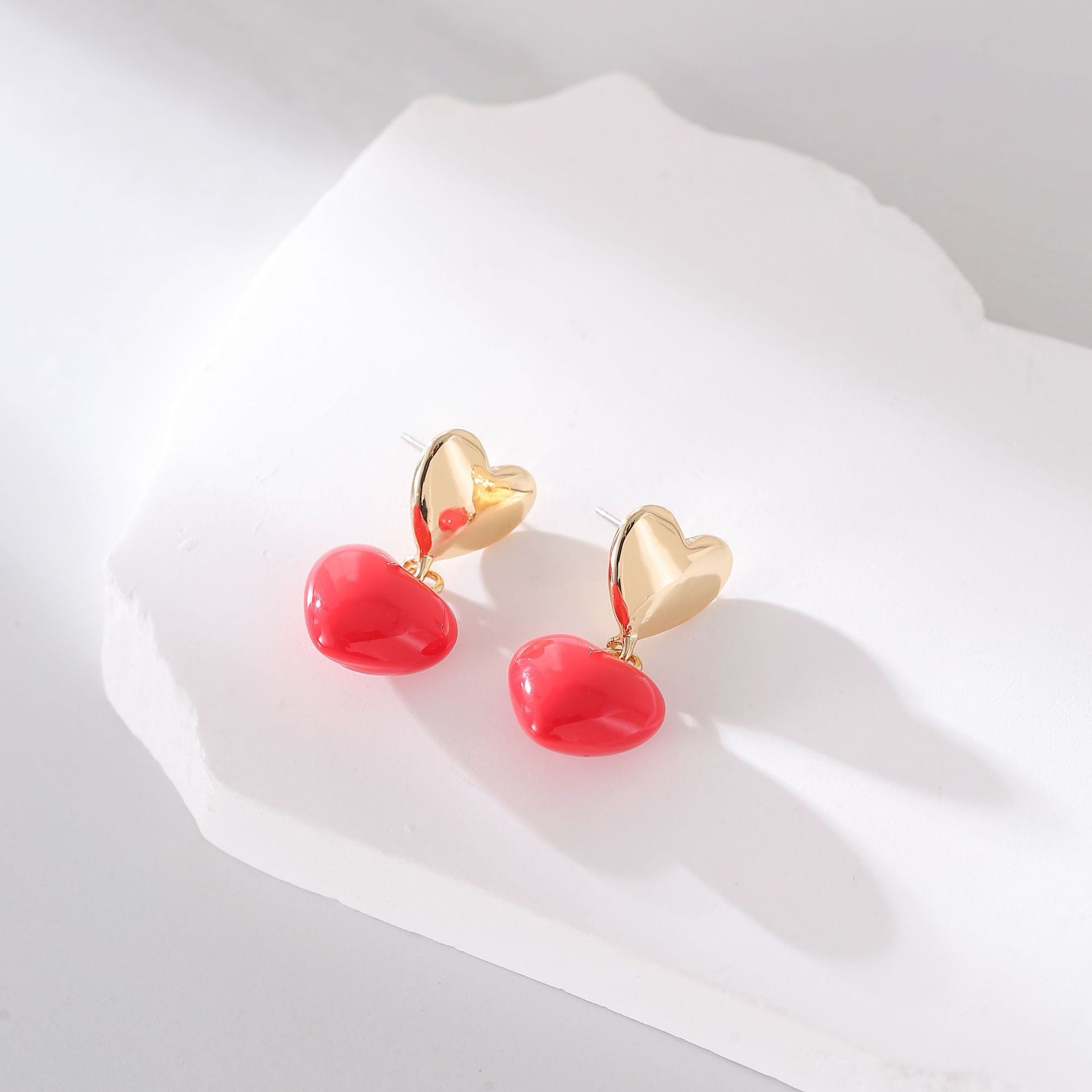Wholesale copper plated gold inlaid zircon love earrings