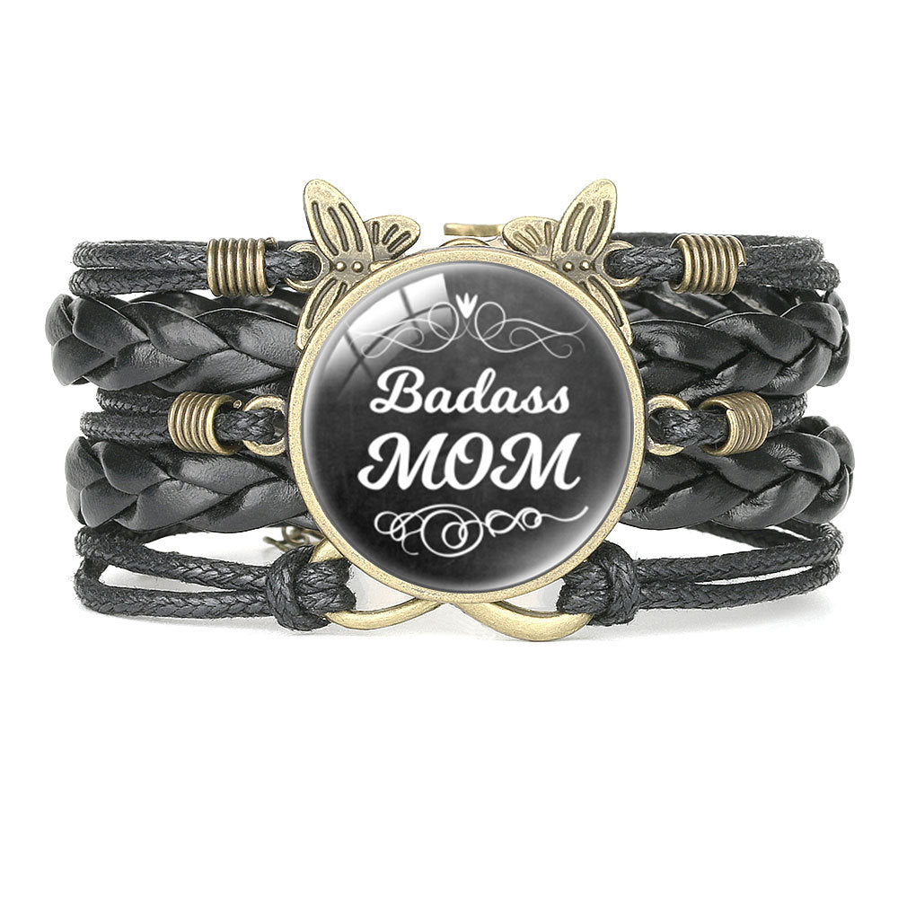 Wholesale Letter mom multi-layer braided leather bracelet