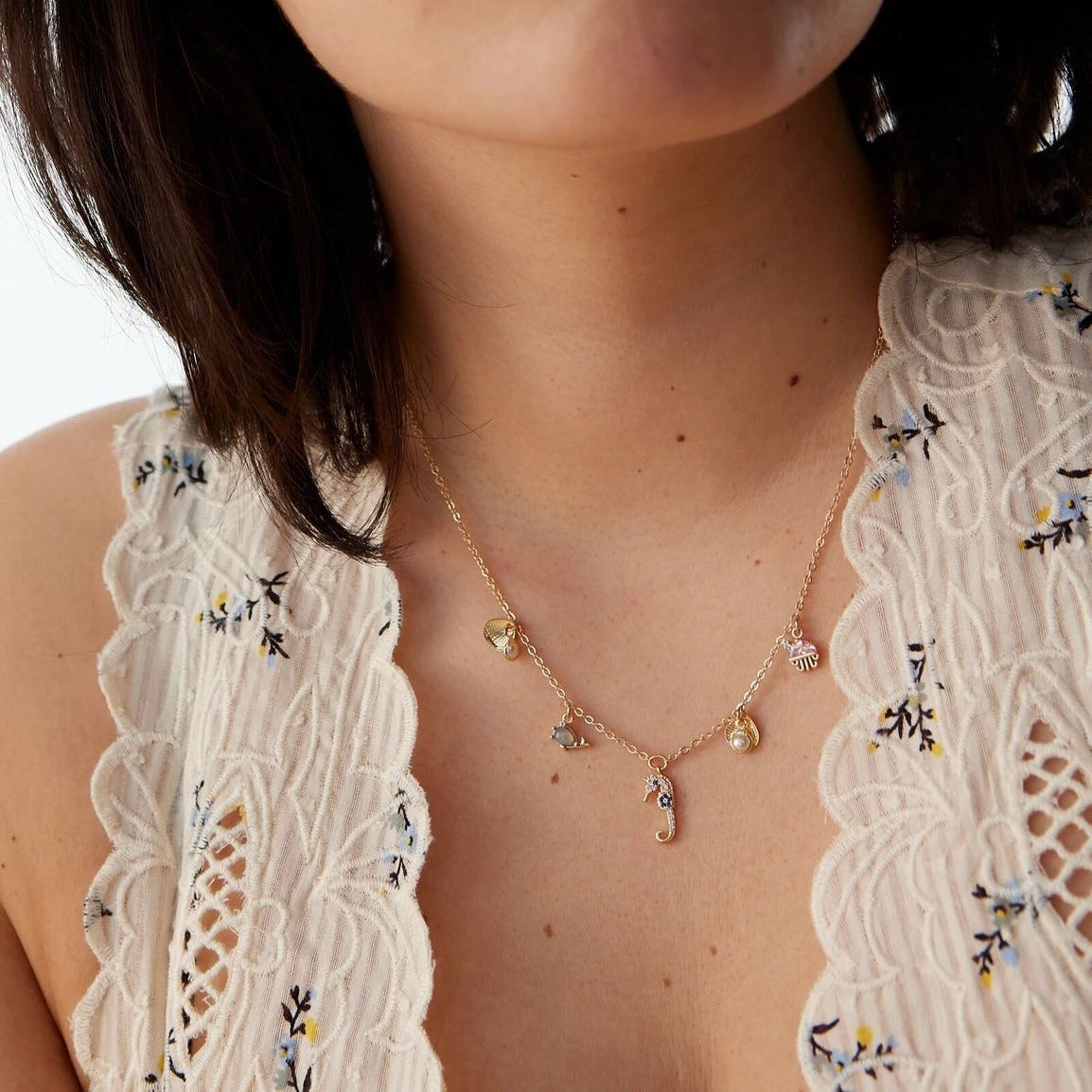 Wholesale Summer Beach Series Sea Blue Pendant Necklace ACC-NE-JiP018