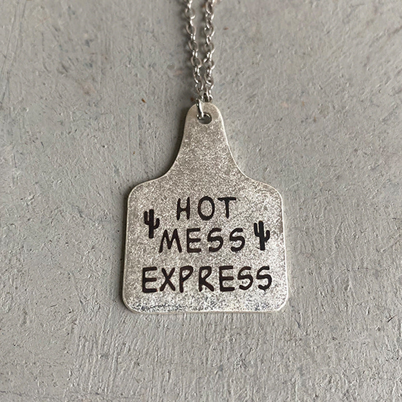 Wholesale 3pcs Western Denim Necklace Vintage Lettering  Necklace