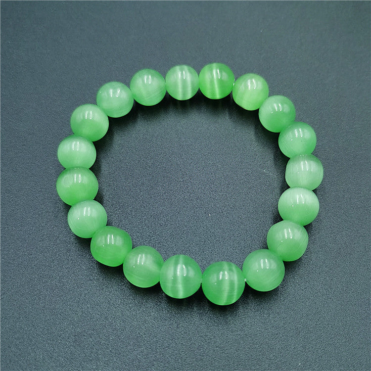 Wholesale Fashion 10mm Cat' s Eye Glass Bead Bracelet Red Candy Color Jewelry Accessory for Resale