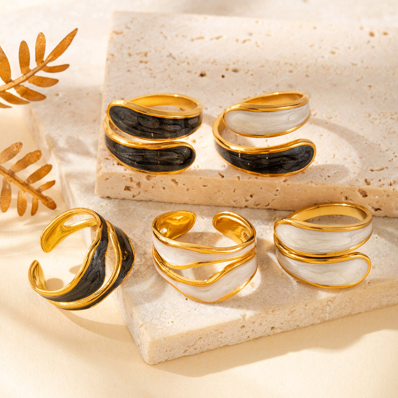 Wholesale drop oil opening ring personality hip hop vacuum plating titanium steel ring