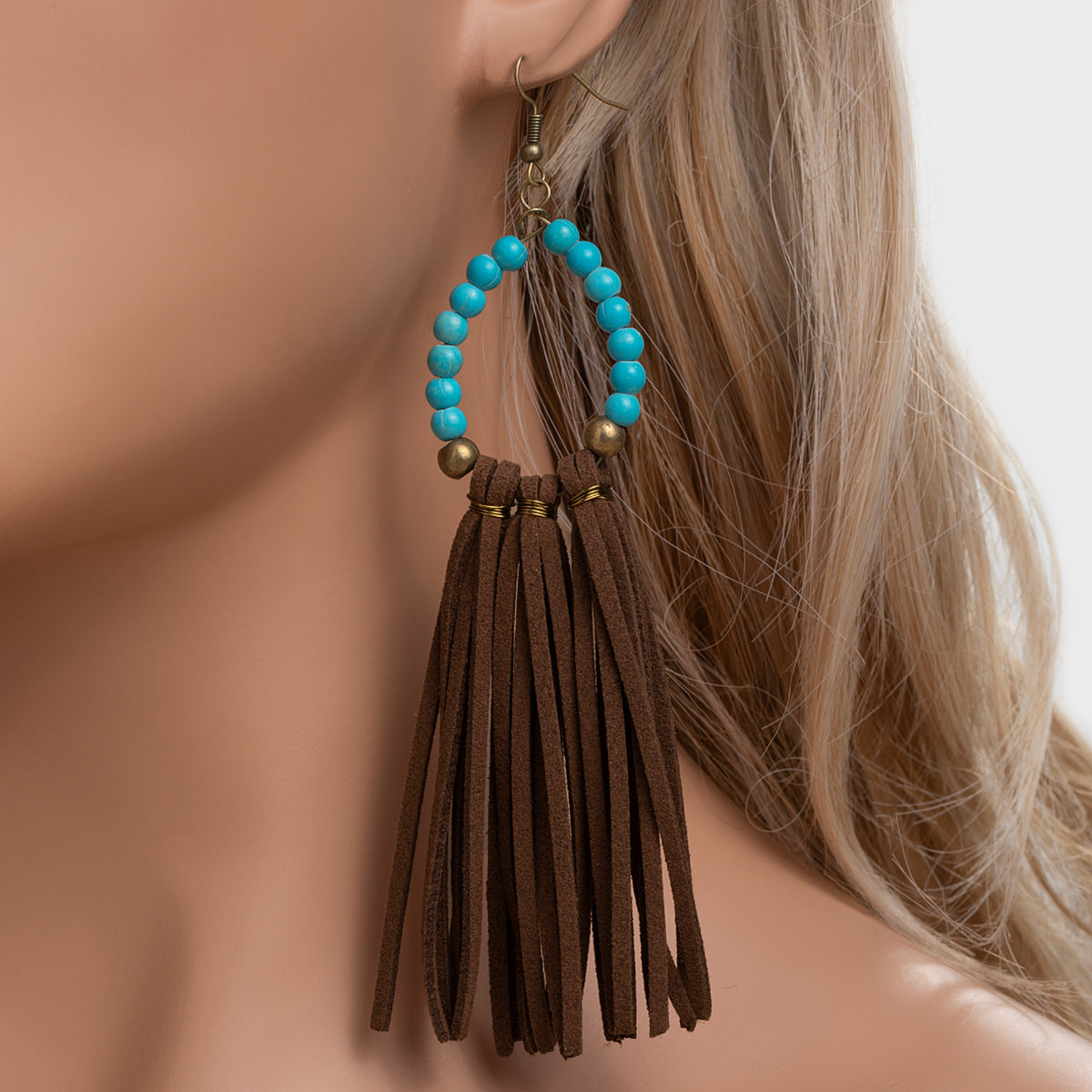 Wholesale Bohemian Turquoise Drop Tassel Earrings Jewelry Accessory