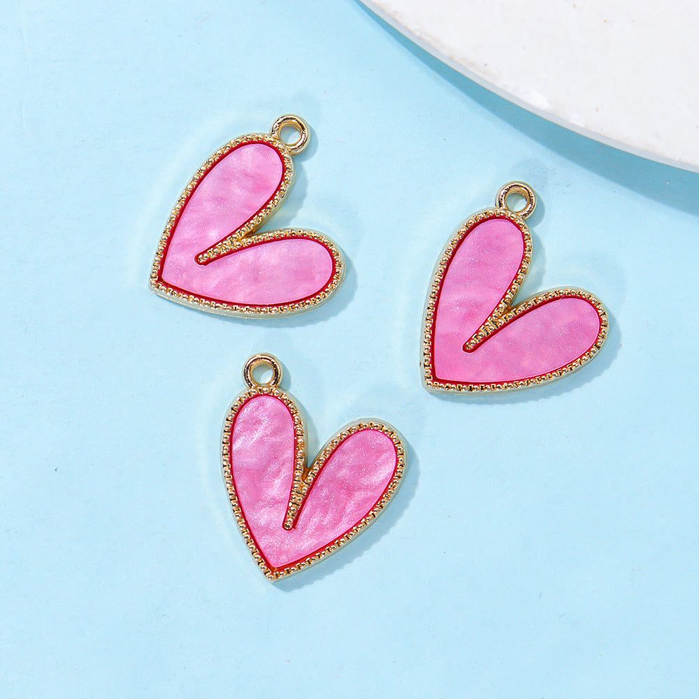 Wholesale 20pcs/ pack Acrylic Peach Heart Heart Alloy Pendant Pendant DIY Jewelry