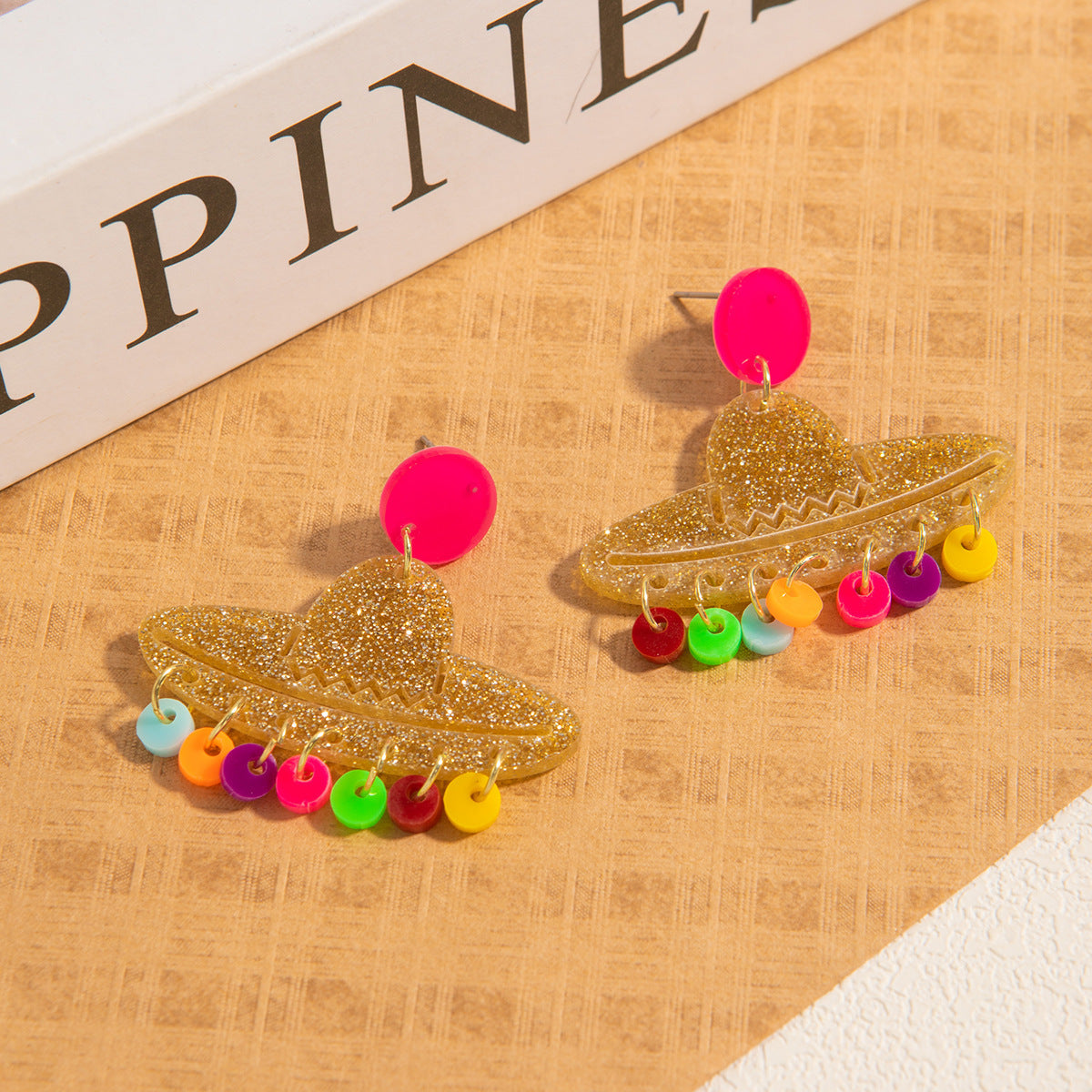 Wholesale Acrylic carnival colorful raindrop hat acrylic earrings