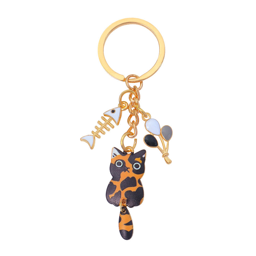 Wholesale Zinc Alloy Cartoon Cat Keychain With Movable Tail Trendy Animal Design Bag Charm Or Car Key Accessory Electroplated Finish Fashion Accessory For Gift And Boutique Resale